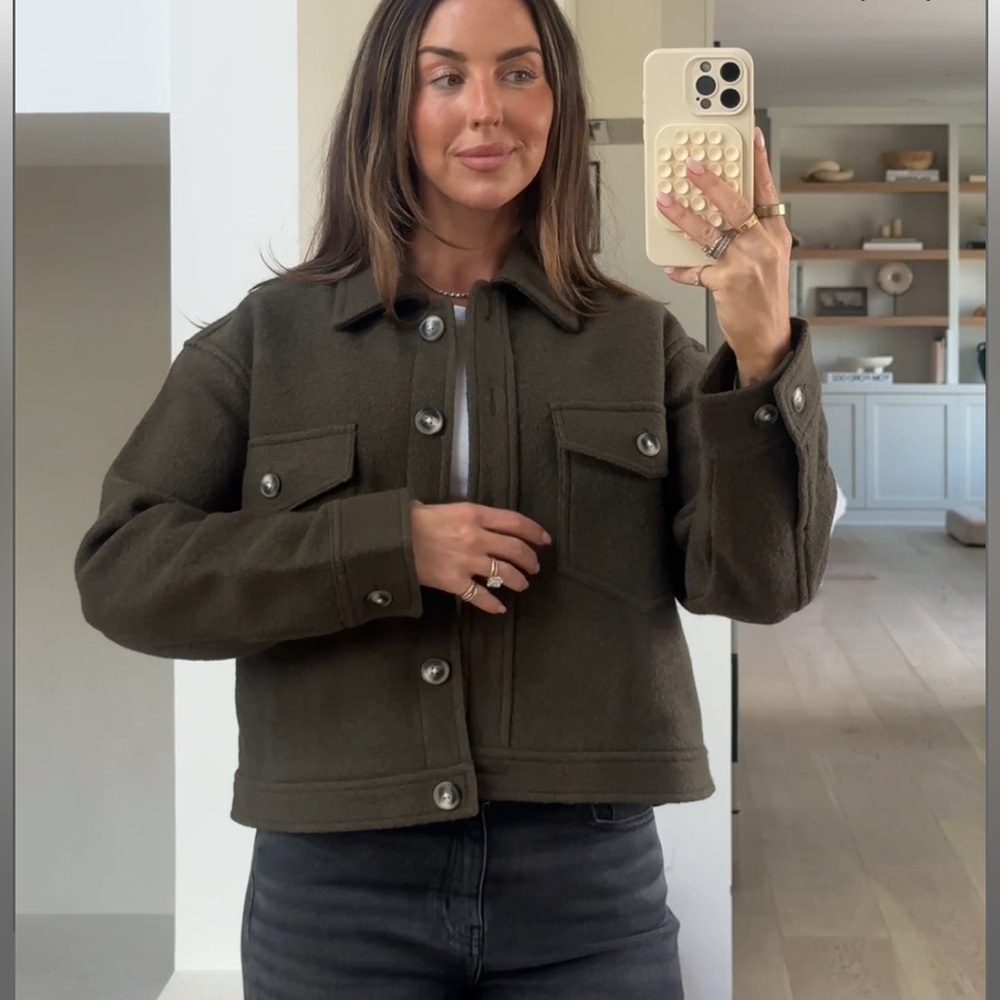 Quincy 100% Merino Wool Cropped Shirt Jacket | Wool Shacket